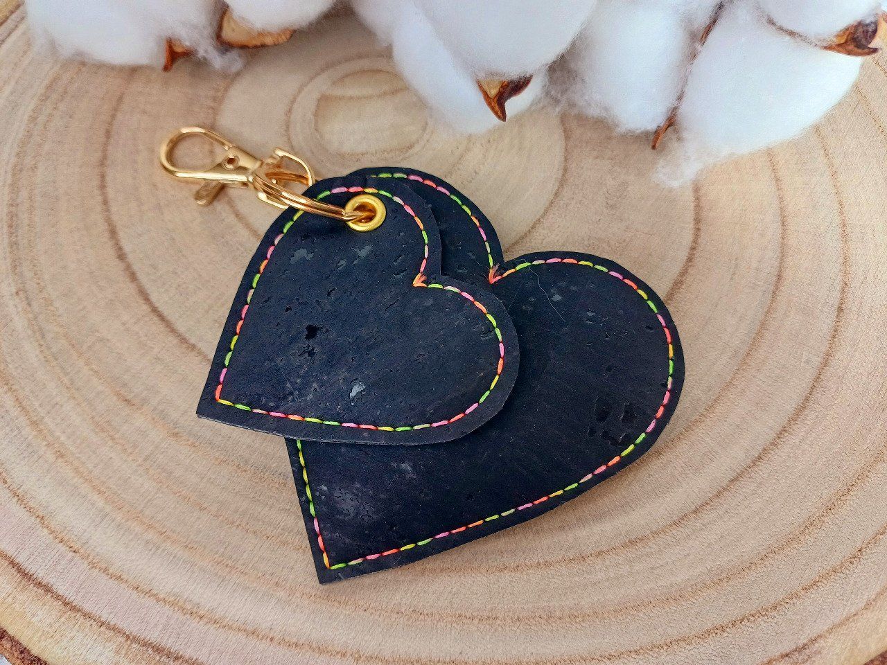 COEUR BRISE PORTE CLES DOUBLE CHROME/ROUGE
