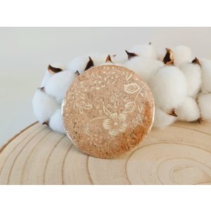 Miroir Liège - tons naturels - Liège avec fleurs dorées