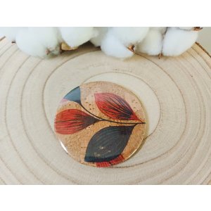 Miroir Liège - motifs colorés - Lièges feuilles colorées