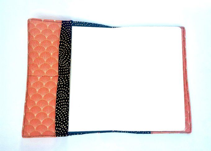 Protège carnet A5 - lotus mandala bleu & corail