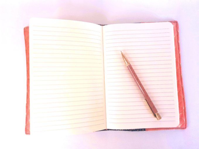 Protège carnet A5 - lotus mandala bleu & corail