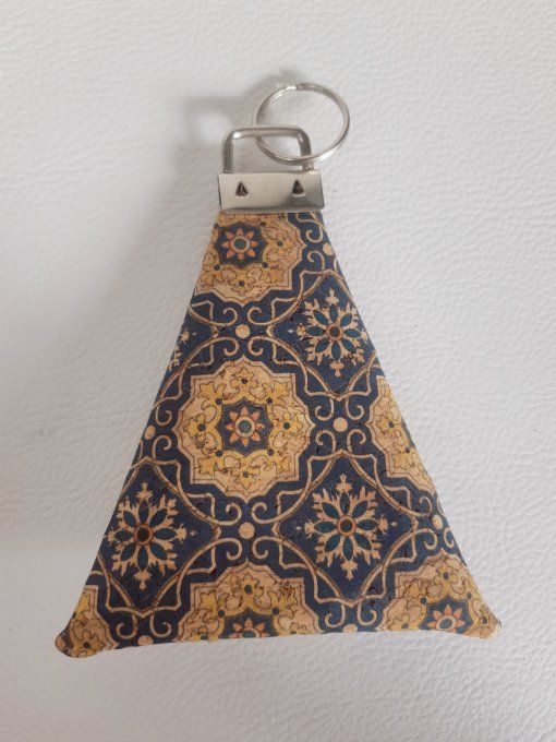 Porte-monnaie / porte-clés en liège jaune/beige/marine