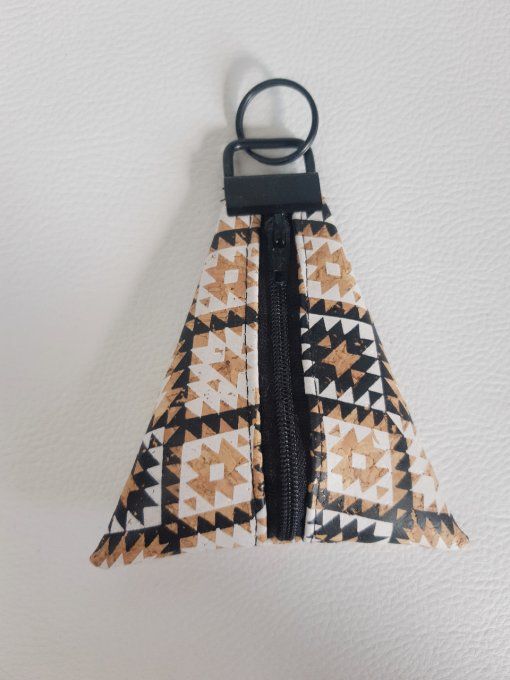 Porte-monnaie / porte-clés en liège blanc/beige/noir