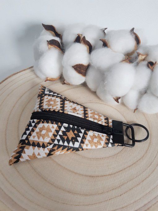 Porte-monnaie / porte-clés en liège blanc/beige/noir