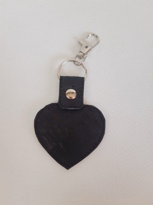 Porte-clé Coeur appliqué liège ajouré