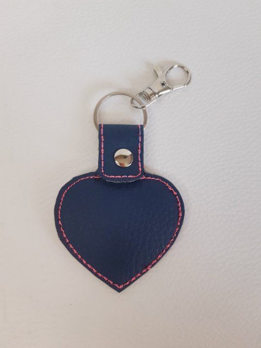 Porte-clé Coeur appliqué tissu rose