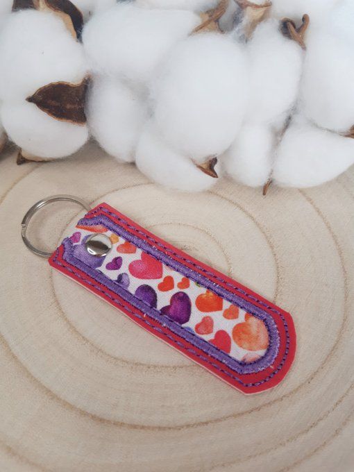 Porte-clé Appliqué en tissu coeurs