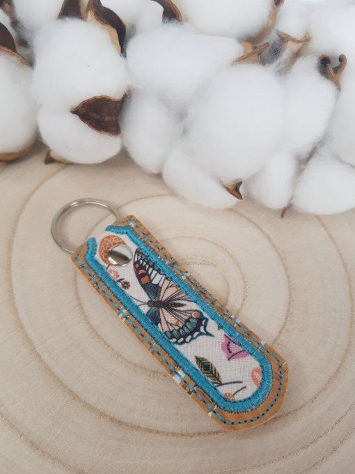 Porte-clé Appliqué en tissu papillon