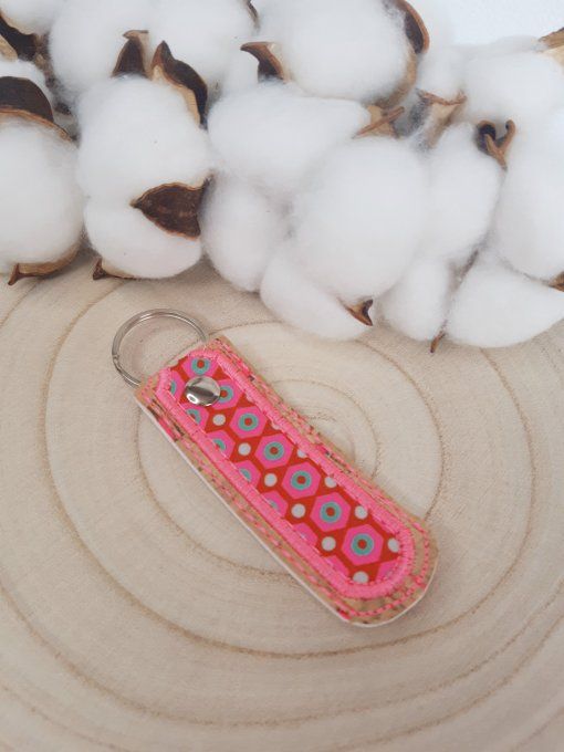 Porte-clé Appliqué en tissu - géométrique rose