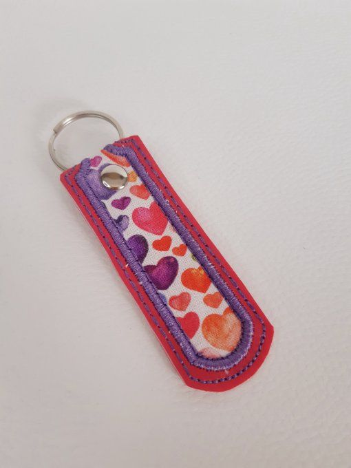 Porte-clé Appliqué en tissu coeurs