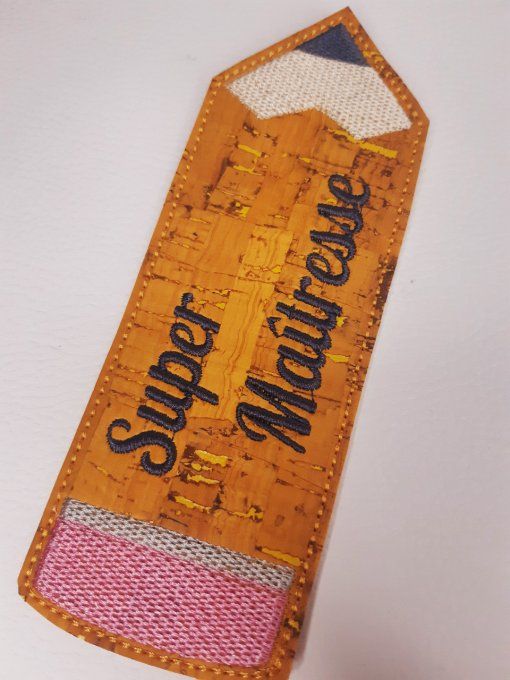 Marque-page Super Maitresse - crayon liège ocre