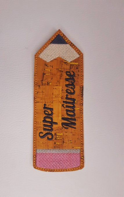 Marque-page Super Maitresse - crayon liège ocre