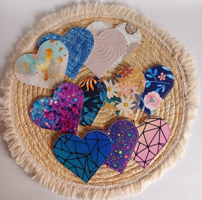 Marque-page Coeur - fleurs bleues
