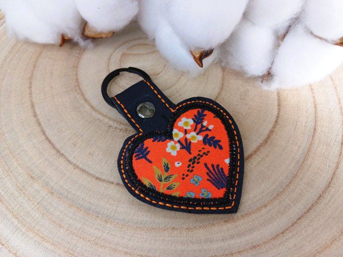 Porte-clé coeur - orange 
