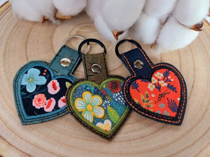 Porte-clé coeur - bleu et orange