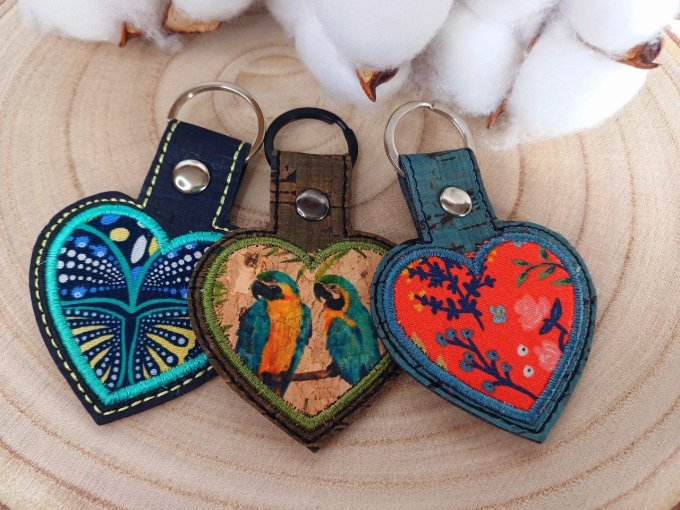 Porte-clé coeur - bleu et orange