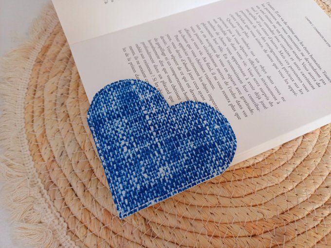 Marque-page Coeur - Jean bleu