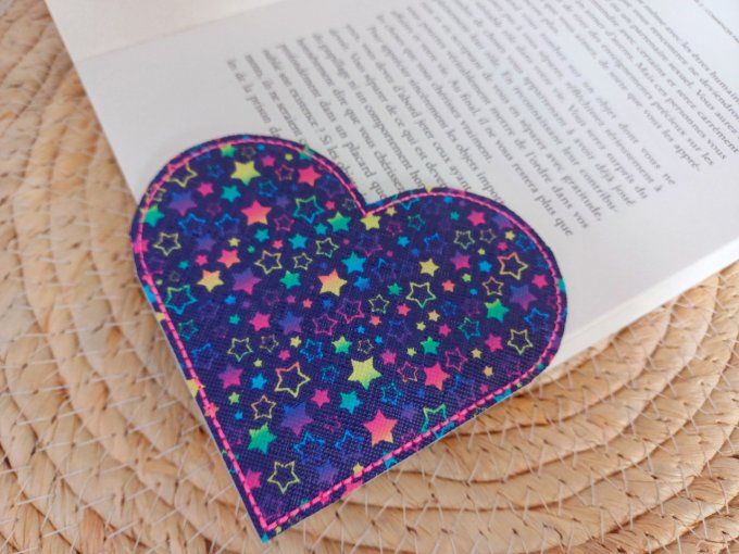 Marque-page Coeur - Etoiles multicolores