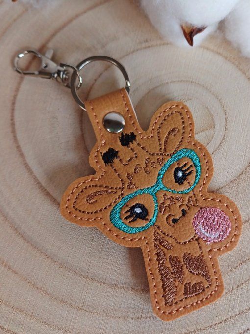 Porte-clé Girafe à lunettes - turquoise