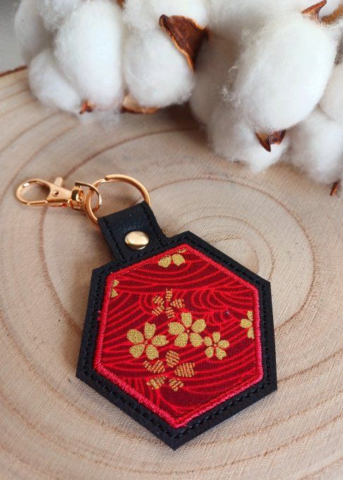Porte-clé hexagonal - japonais rouge