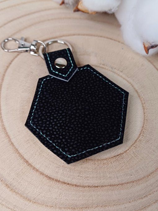 Porte-clé hexagonal - portrait bleu
