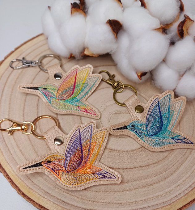 Porte-clé Colibri - violet et orange