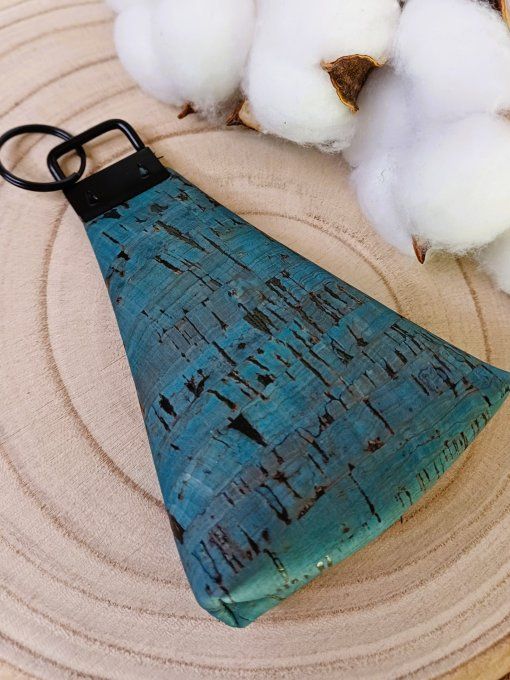 Porte-monnaie / porte-clés - liège bleu