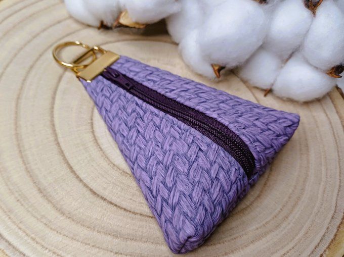 Porte-monnaie / porte-clés - tressage violet
