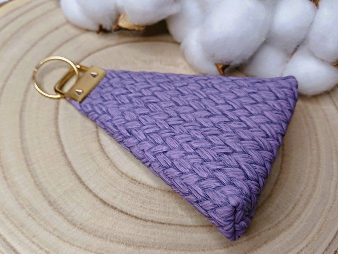 Porte-monnaie / porte-clés - tressage violet