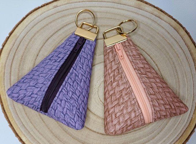 Porte-monnaie / porte-clés - tressage violet