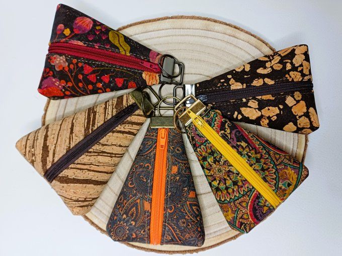 Porte-monnaie / porte-clés - liège café