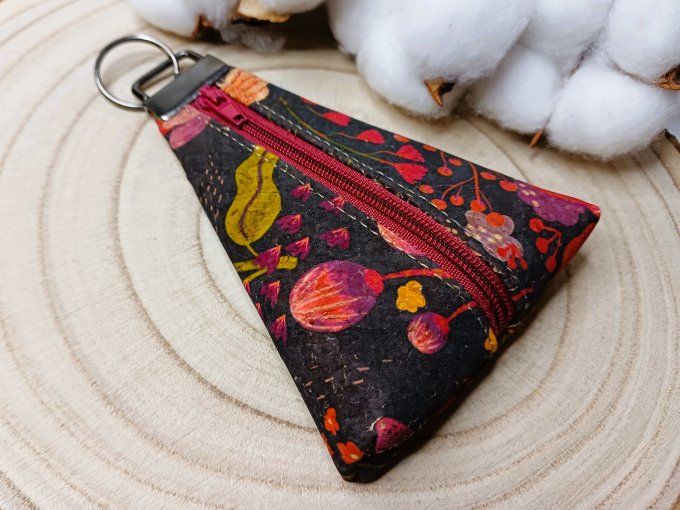 Porte-monnaie / porte-clés - liège floral