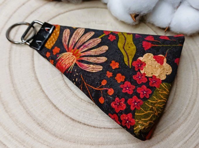 Porte-monnaie / porte-clés - liège floral