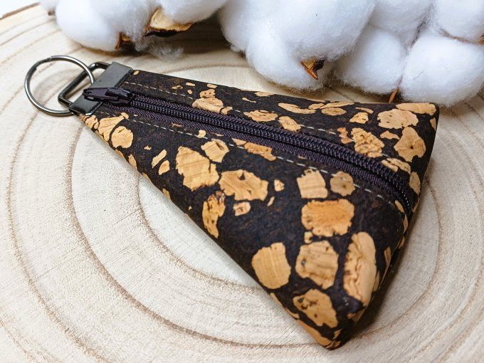 Porte-monnaie / porte-clés - liège café