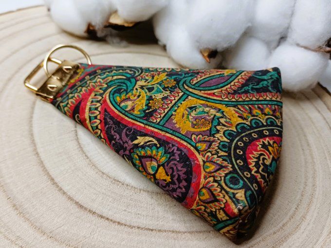 Porte-monnaie / porte-clés - liège cachemire jaune