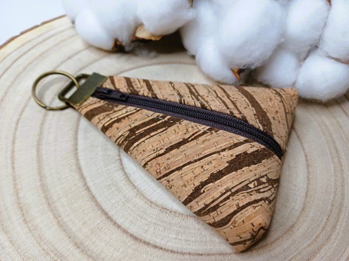 Porte-monnaie / porte-clés - liège rayure