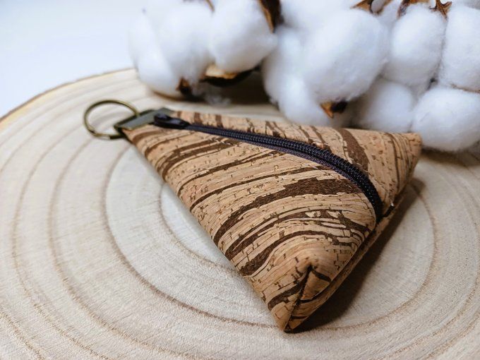 Porte-monnaie / porte-clés - liège rayure