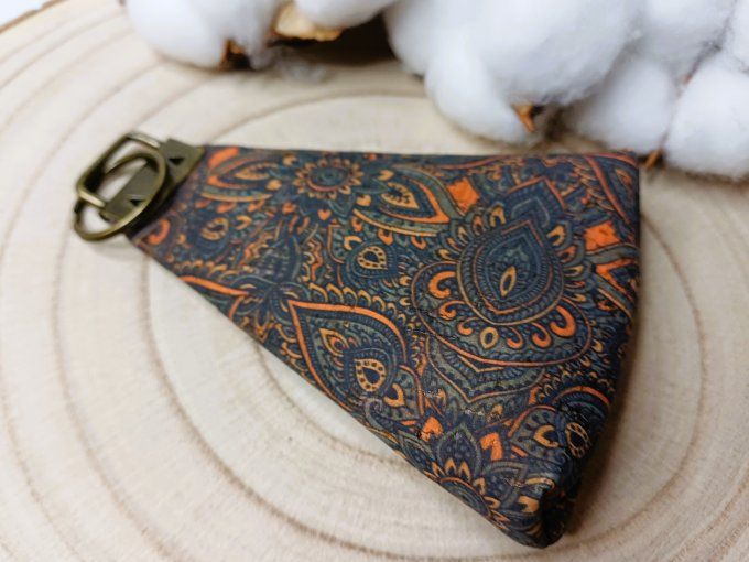 Porte-monnaie / porte-clés - liège cachemire orange