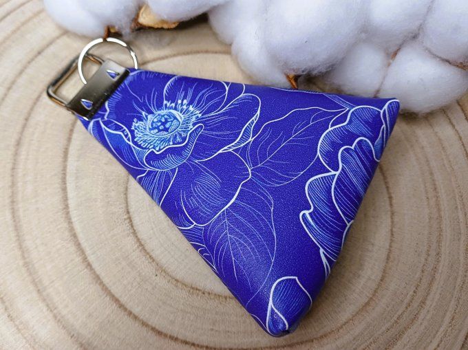 Porte-monnaie / porte-clés - fleurs bleues
