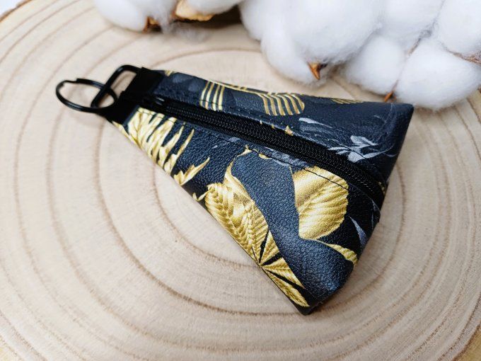 Porte-monnaie / porte-clés - motif noir et or