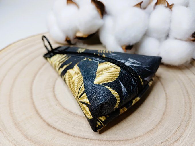 Porte-monnaie / porte-clés - motif noir et or