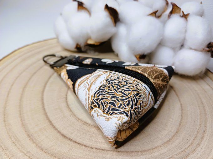 Porte-monnaie / porte-clés - floral noir & blanc