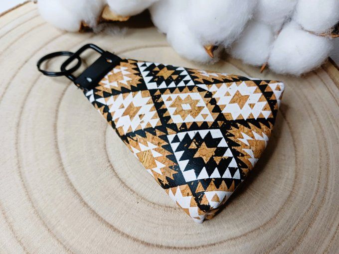 Porte-monnaie / porte-clés - liège noir & blanc