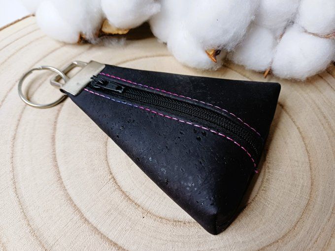 Porte-monnaie / porte-clés - liège noir