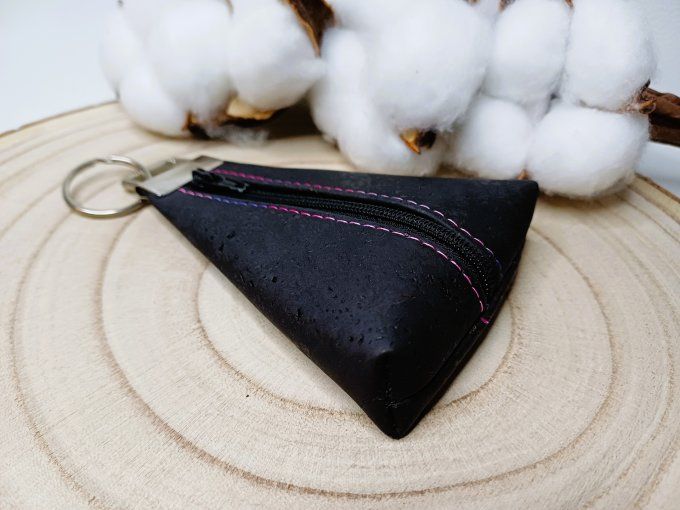 Porte-monnaie / porte-clés - liège noir