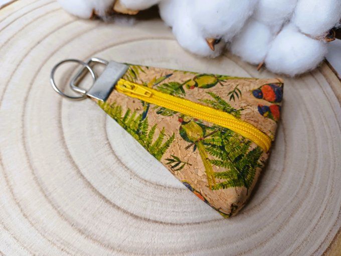 Porte-monnaie / porte-clés - liège perroquets