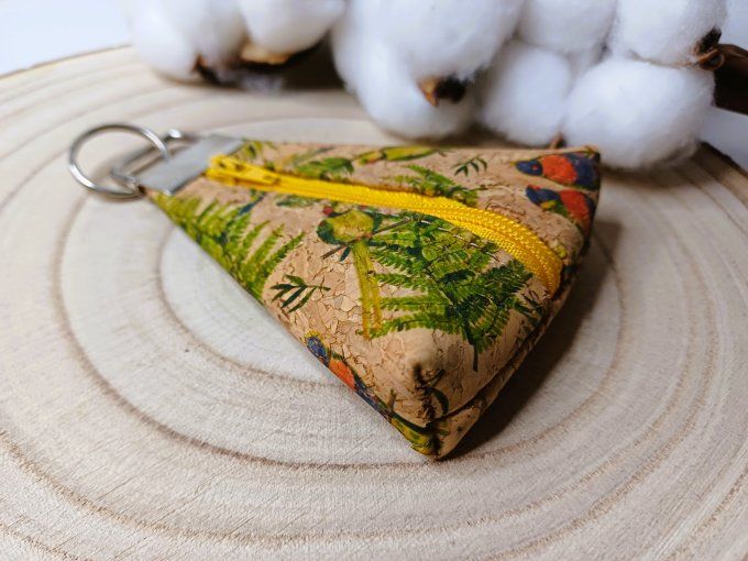 Porte-monnaie / porte-clés - liège perroquets