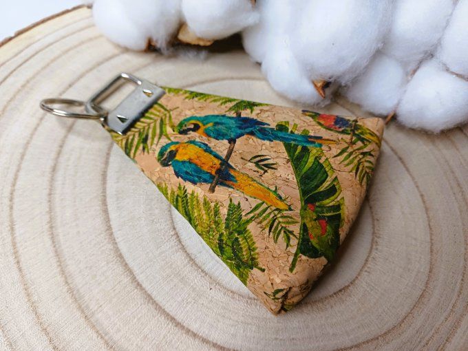 Porte-monnaie / porte-clés - liège perroquets