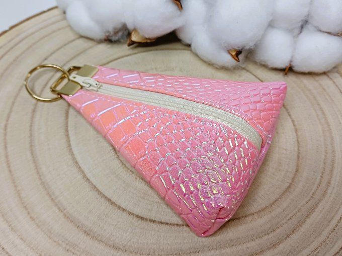 Porte-monnaie / porte-clés - croco rose