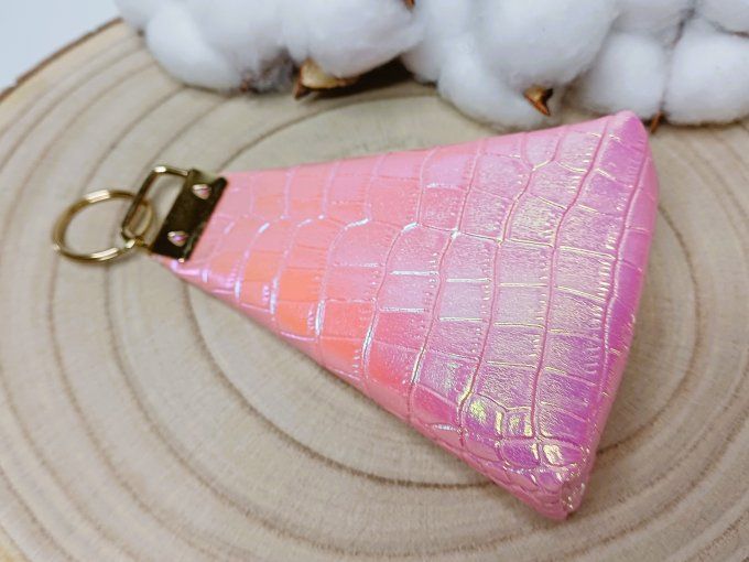 Porte-monnaie / porte-clés - croco rose